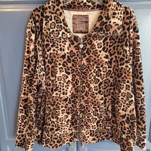Three Hearts Animal Print Jacket Brown Plus 2X
